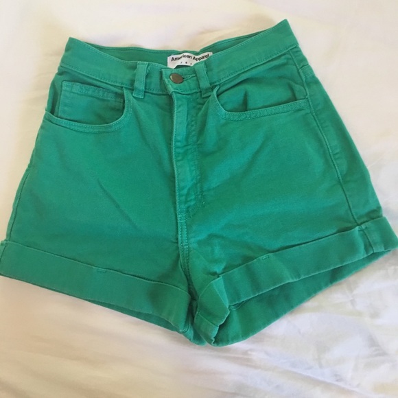 American Apparel Shorts Green High Waisted Shorts From American
